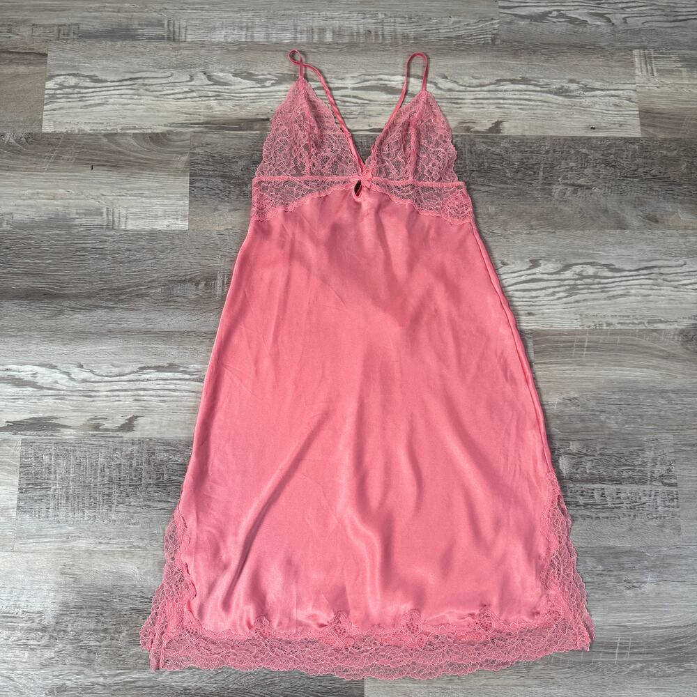 Victoria's Secret Pink Satin Lace Chemise Slip Nightgown Lingerie Y2K Fairy S